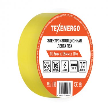 Фотография товара 'Texenergo PVC13-10-K05 Изолента ПВХ желтая'