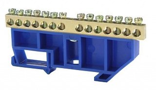 Фотография товара 'Texenergo Шина нулевая "N" 14 6х9 мм (с синим DIN-изолятором) NN-69-14-DB'