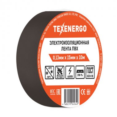 Фотография товара 'Texenergo PVC13-10-K02 Изолента ПВХ черная'