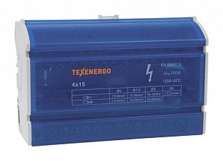 Фотография товара 'Texenergo Шина нулевая "N" на DIN-рейку в корпусе 4х15 групп ND4-15'