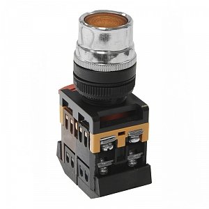 Фотография товара 'Texenergo Кнопочный выключатель ABLF-22 желтая с подсветкой 1з+1р 230В MFK-ABLF-230-05'