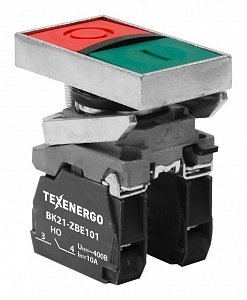 Фотография товара 'Texenergo Выключатель кнопочный ВК21-ВL8325 1з+1р зеленый+красный B21-BL8325'