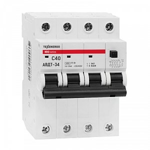 Фотография товара 'Texenergo Диф. автомат АВДТ-34 NRG 4п 40А/ 30mA AVDT34NRG40C30'