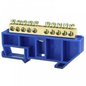 Фотография товара 'Texenergo Шина нулевая "N" 10 6х9 мм (с синим DIN-изолятором) NN-69-10-DB'