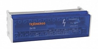 Фотография товара 'Texenergo Шина нулевая "N"на DIN-рейку в корпусе 2х15 групп ND2-15'