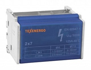 Фотография товара 'Texenergo Шина нулевая "N"на DIN-рейку в корпусе 2х 7 групп ND2-07'