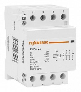 Фотография товара 'Texenergo Контактор модульный КМ63-31 63А 3НО+1НЗ 230В KM63-31U22'
