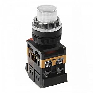 Фотография товара 'Texenergo Кнопочный выключатель ABLFP-22 белая с подсветкой 1з+1р 230В MFK-ABLFP-230-01'