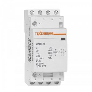 Фотография товара 'Texenergo Контактор модульный КМ20-31 20А 3НО+1НЗ 230В KM20-31U22'