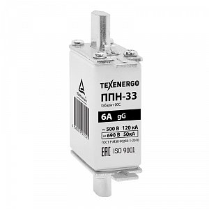 Фотография товара 'Texenergo Плавкая вставка ППН 33 6А габарит 00С PP10-006С'