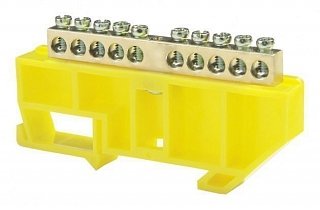 Фотография товара 'Texenergo Шина нулевая "N" 10 6х9 мм (с жёлтым DIN-изолятором) NN-69-10-DY'