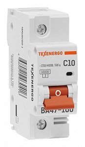 Фотография товара 'Texenergo Автоматический выключатель ВА47-100 1п 10А 10кА Texenergo хар-ка С TAM110C010-1'