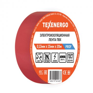 Фотография товара 'Texenergo PVC13-20-K04 Изолента ПВХ красная'