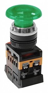 Фотография товара 'Texenergo Кнопочный выключатель AELA-22 зеленый гриб с подсветкой 1з+1р 230В MFK-AELA-230-06'