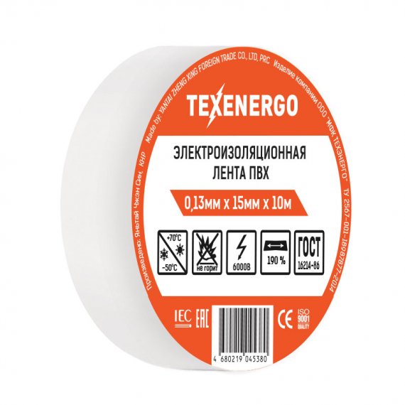 Фотография товара 'Texenergo PVC13-10-K01 Изолента ПВХ белая'