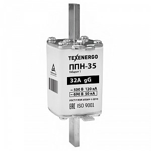 Фотография товара 'Texenergo Плавкая вставка ППН35 32А габарит 1 PP20-032'