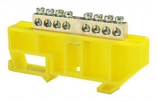 Фотография товара 'Texenergo Шина нулевая "N" 8 6х9 мм (с жёлтым DIN-изолятором) NN-69-08-DY'