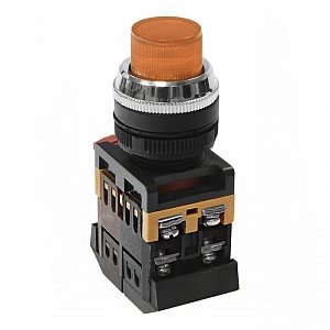 Фотография товара 'Texenergo Кнопочный выключатель ABLFP-22 желтая с подсветкой 1з+1р 230В MFK-ABLFP-230-05'