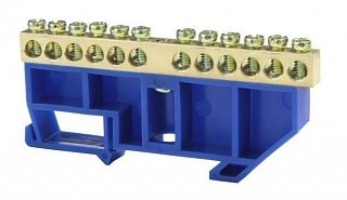 Фотография товара 'Texenergo Шина нулевая "N" 12 6х9 мм (с синим DIN-изолятором) NN-69-12-DB'