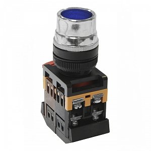 Фотография товара 'Texenergo Кнопочный выключатель ABLF-22 синяя с подсветкой 1з+1р 230В MFK-ABLF-230-07'