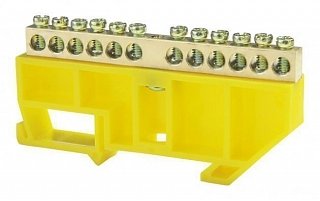 Фотография товара 'Texenergo Шина нулевая "N" 12 6х9 мм (с жёлтым DIN-изолятором) NN-69-12-DY'