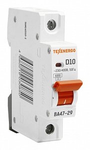 Фотография товара 'Texenergo Автоматический выключатель ВА47-29 1п 10А 6кА Texenergo хар-ка D TAM14D10-1'