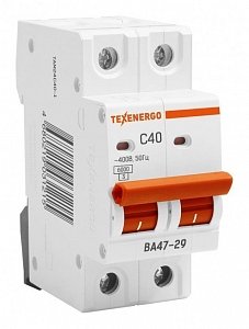 Фотография товара 'Texenergo Автоматический выключатель ВА47-29 2п 40А 6кА Texenergo хар-ка С TAM24C40-1'