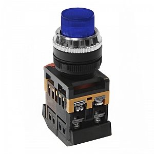 Фотография товара 'Texenergo Кнопочный выключатель ABLFP-22 синяя с подсветкой 1з+1р 230В MFK-ABLFP-230-07'