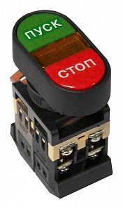 Фотография товара 'Texenergo Кнопочный выключатель APBB-22N сдвоенная кнопка "Пуск-Стоп" с подсветкой MFK-APBB-1-230-51'