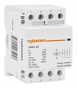 Фотография товара 'Texenergo Контактор модульный КМ63-40 63А 4НO 230В KM63-40'