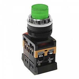 Фотография товара 'Texenergo Кнопочный выключатель ABLFP-22 зеленая с подсветкой 1з+1р 230В MFK-ABLFP-230-06'