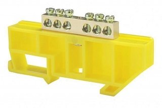 Фотография товара 'Texenergo Шина нулевая "N" 6 6х9 мм (с жёлтым DIN-изолятором) NN-69-06-DY'