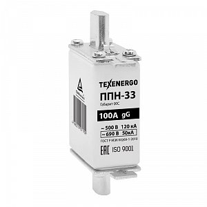Фотография товара 'Texenergo Плавкая вставка ППН 33 100А габарит 00С PP10-100С'