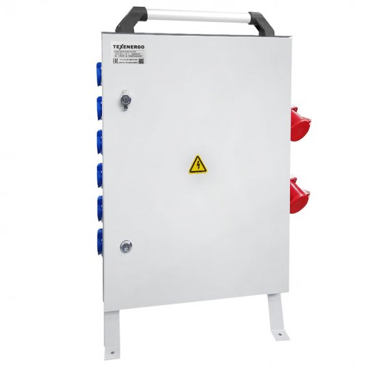 Фотография товара 'Texenergo Щит механизации ЩМ- РУСП- 63-6х1П-2х3П-IP54 (ВВ- 63А с 1 УЗО, 6 роз. 1Р+N+PE 16A, 1 роз. 3Р+N+РЕ-16А, 1 роз. 3Р+N+РЕ-32А) SM-63-616-116-132'