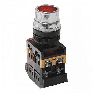 Фотография товара 'Texenergo Кнопочный выключатель ABLF-22 красная с подсветкой 1з+1р 230В MFK-ABLF-230-04'